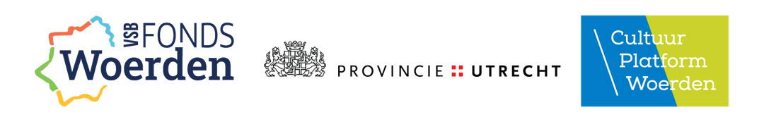 Logo's VSB Fonds Woerden, Cultuur Platform Woerden en De Provincie Utrecht.